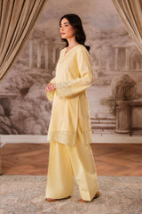 Pastel Yellow Embroidered two piece