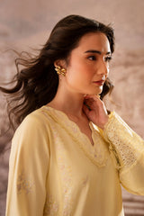 Pastel Yellow Embroidered two piece