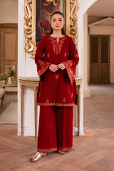 Crimson Embroidered two piece