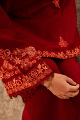 Crimson Embroidered two piece