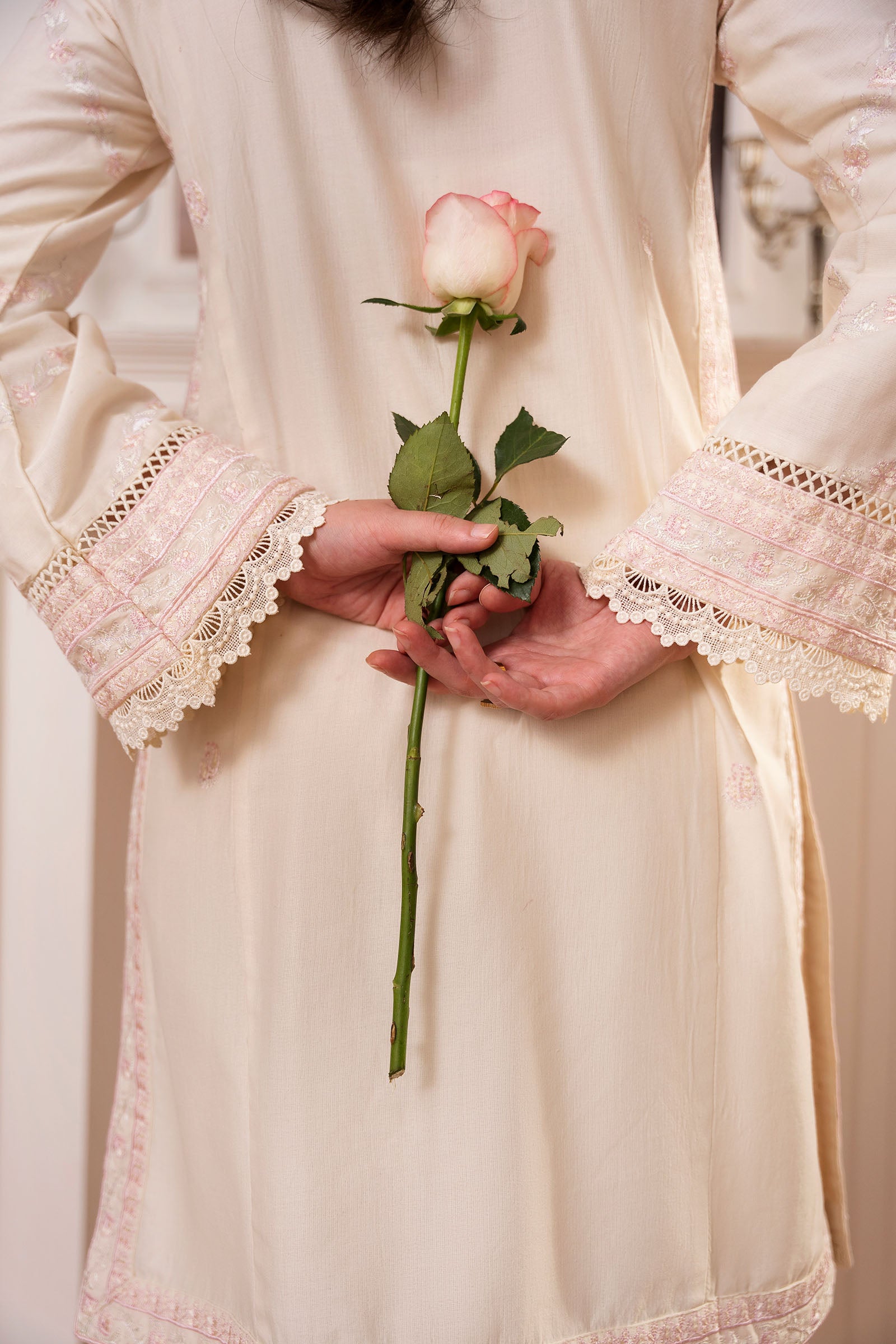 Ivory Embroidered two piece