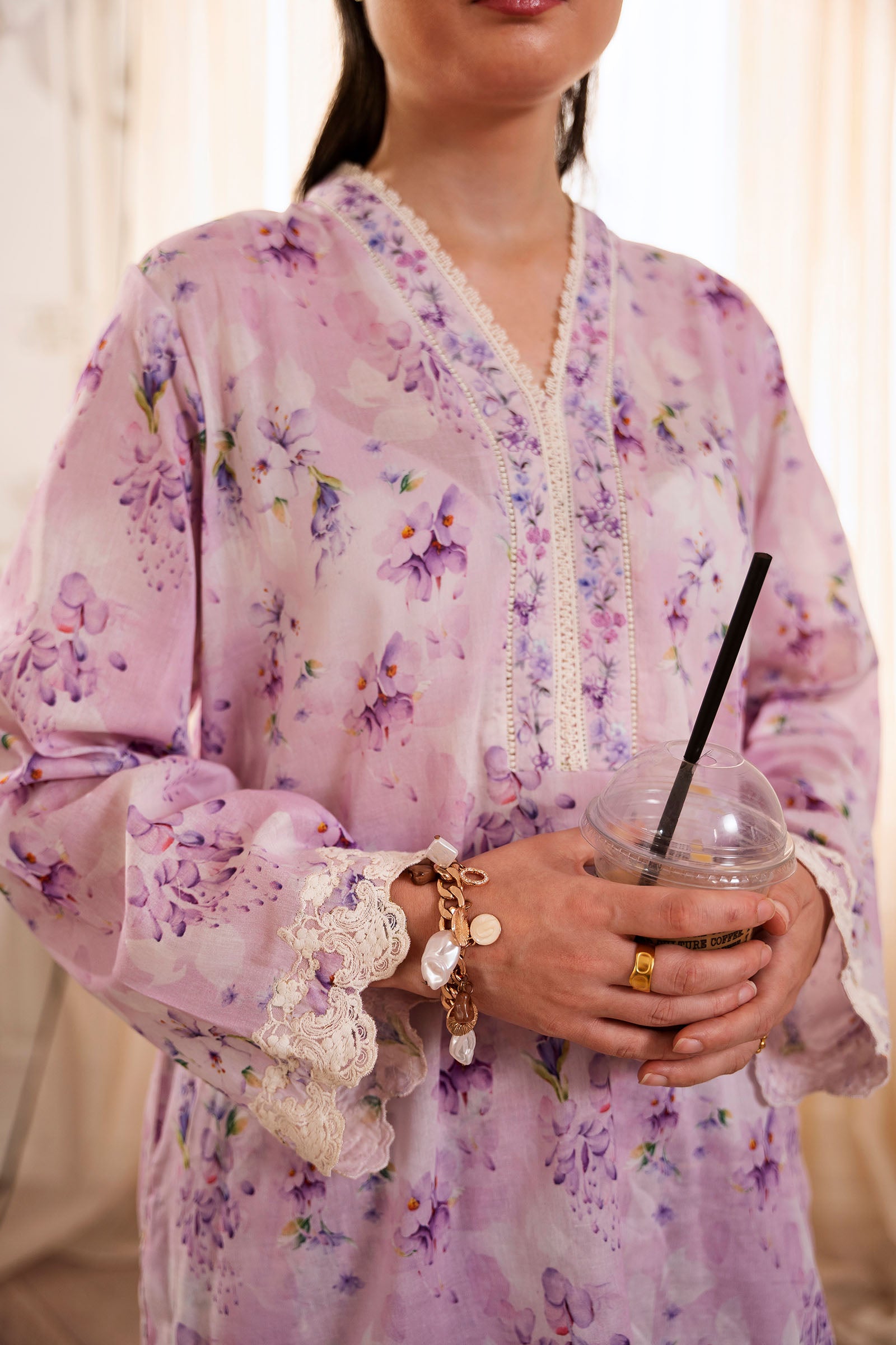 Lilac Floral Mist Printed two piece